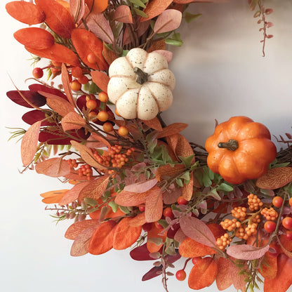 Wreath Handcrafted Pumpkin Artificial Eucalyptus Indoor & Outdoor