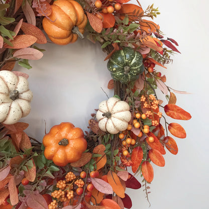 Wreath Handcrafted Pumpkin Artificial Eucalyptus Indoor & Outdoor
