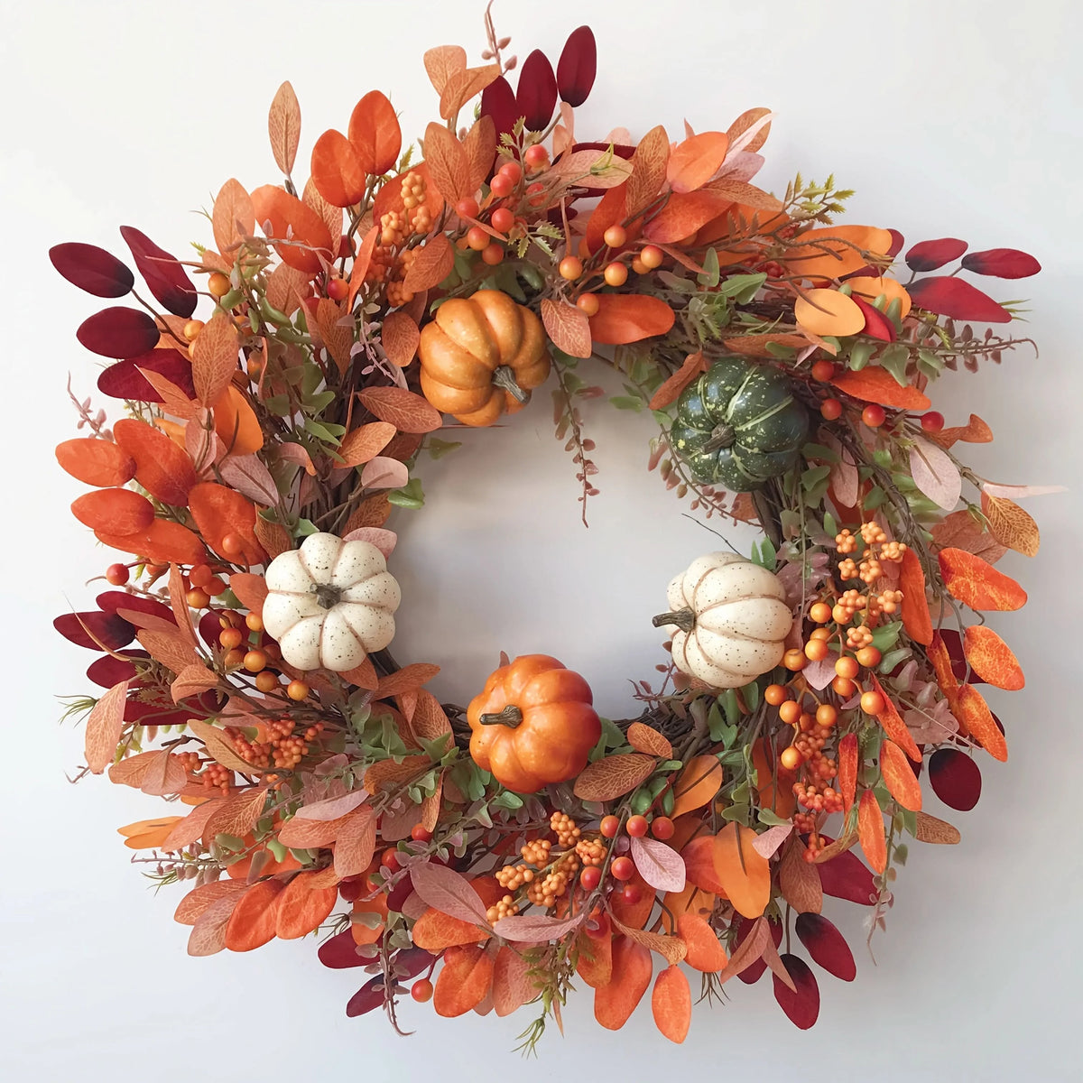 Wreath Handcrafted Pumpkin Artificial Eucalyptus Indoor & Outdoor