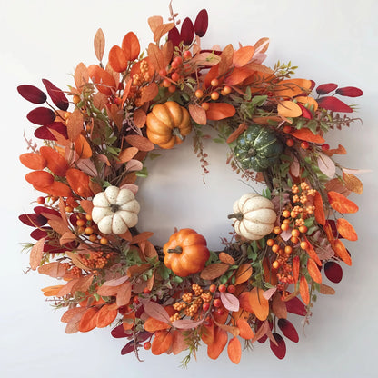 Wreath Handcrafted Pumpkin Artificial Eucalyptus Indoor & Outdoor