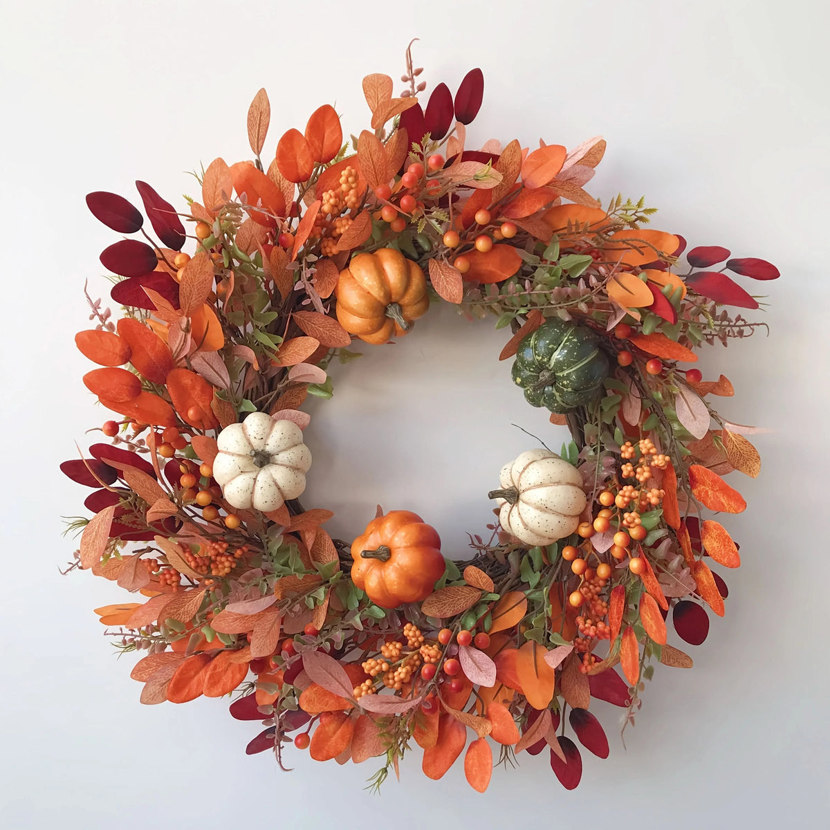 Wreath Handcrafted Pumpkin Artificial Eucalyptus Indoor & Outdoor