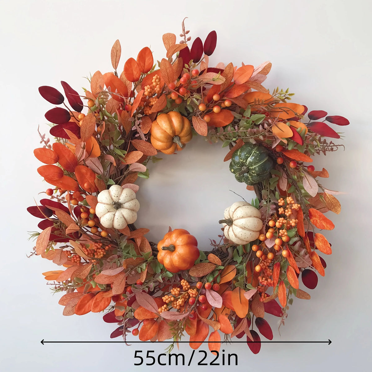 Wreath Handcrafted Pumpkin Artificial Eucalyptus Indoor & Outdoor