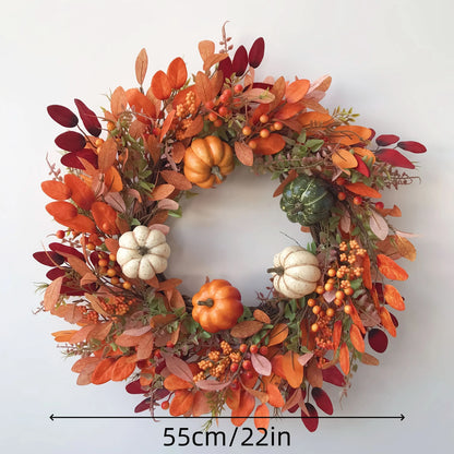 Wreath Handcrafted Pumpkin Artificial Eucalyptus Indoor & Outdoor