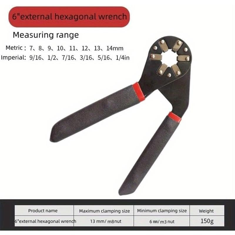 Wrench Universal 6-Point Grip Steel Non-Slip Handle