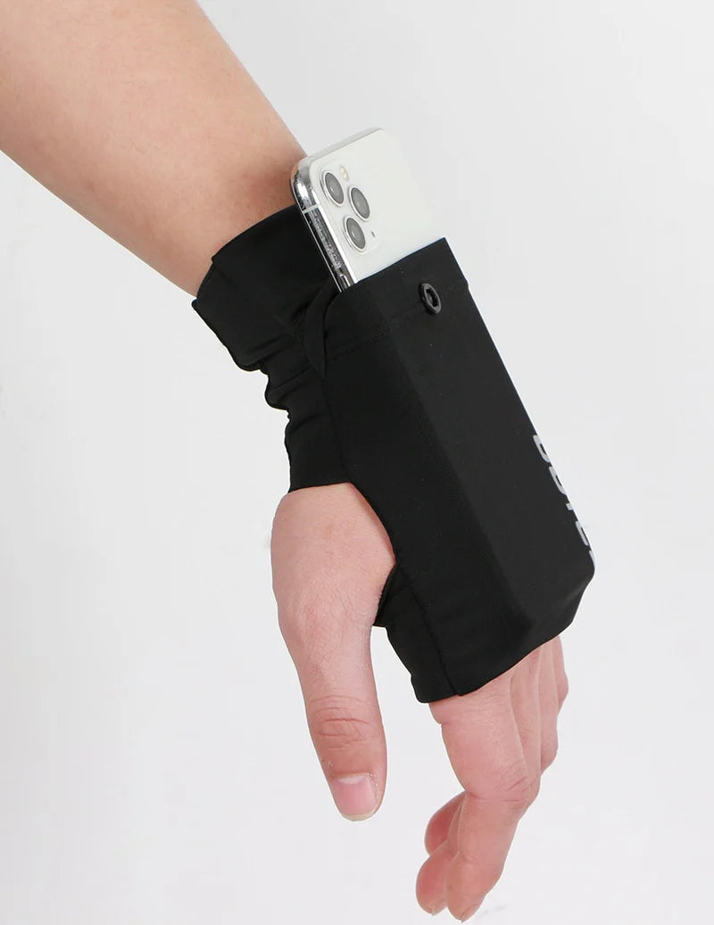 Wrist Pouch Slim Elastic Phone Holder Snap Closure