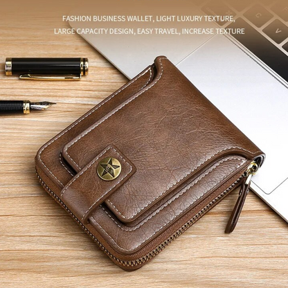 Zip-Around Wallet PU Leather Card Slots & Coin Pocket