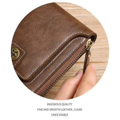 Zip-Around Wallet PU Leather Card Slots & Coin Pocket