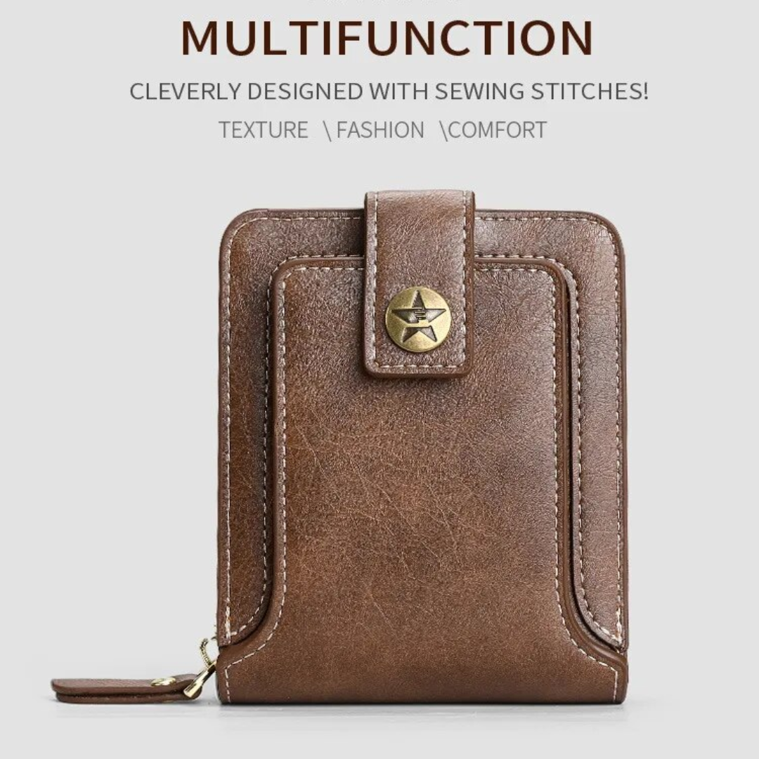 Zip-Around Wallet PU Leather Card Slots & Coin Pocket
