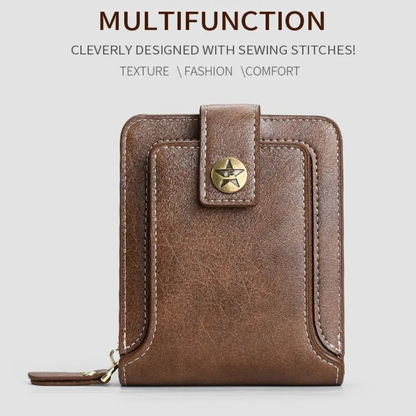 Zip-Around Wallet PU Leather Card Slots & Coin Pocket