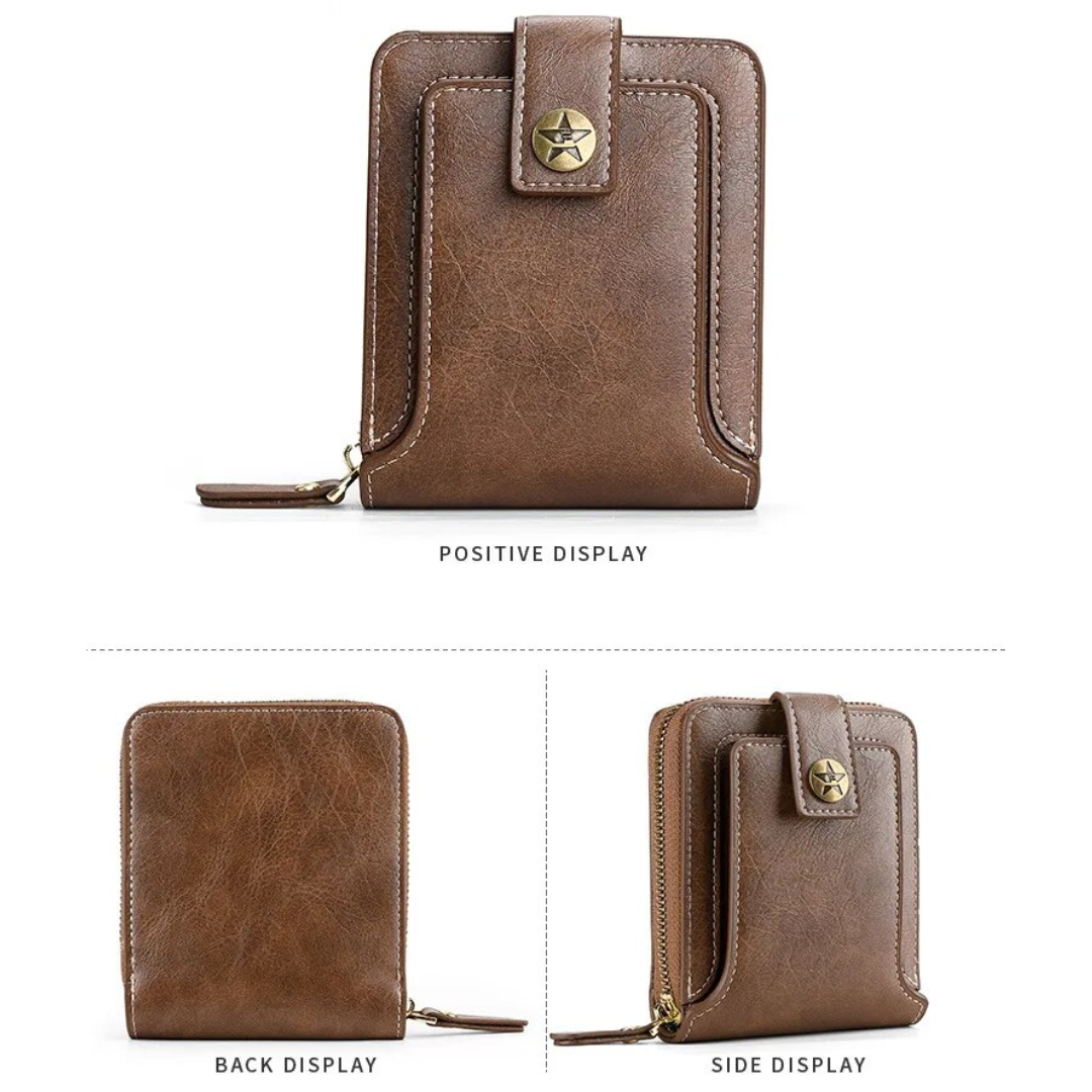 Zip-Around Wallet PU Leather Card Slots & Coin Pocket