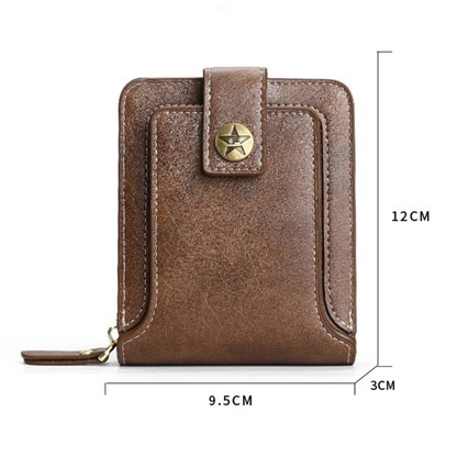 Zip-Around Wallet PU Leather Card Slots & Coin Pocket