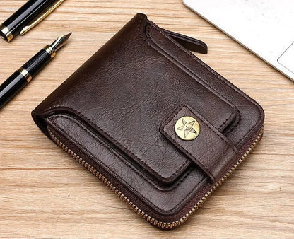 Zip-Around Wallet PU Leather Card Slots & Coin Pocket