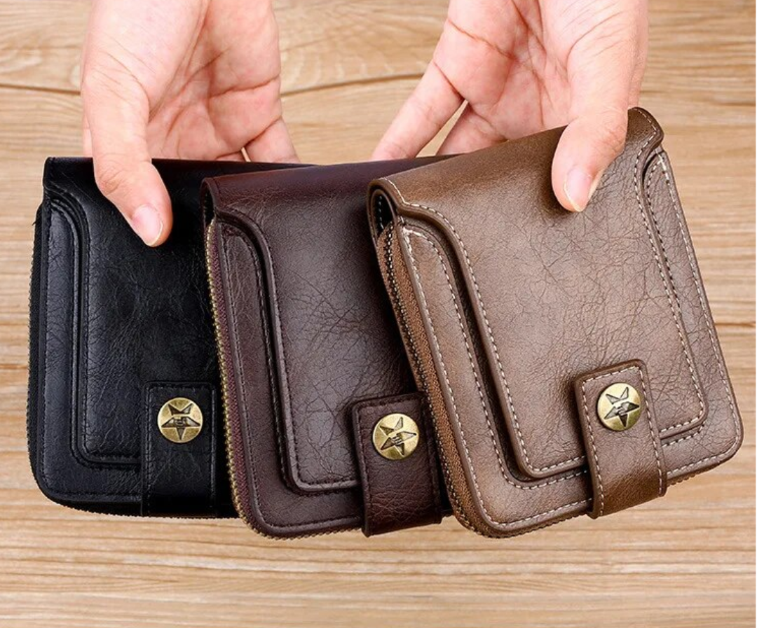 Zip-Around Wallet PU Leather Card Slots & Coin Pocket