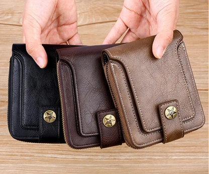 Zip-Around Wallet PU Leather Card Slots & Coin Pocket
