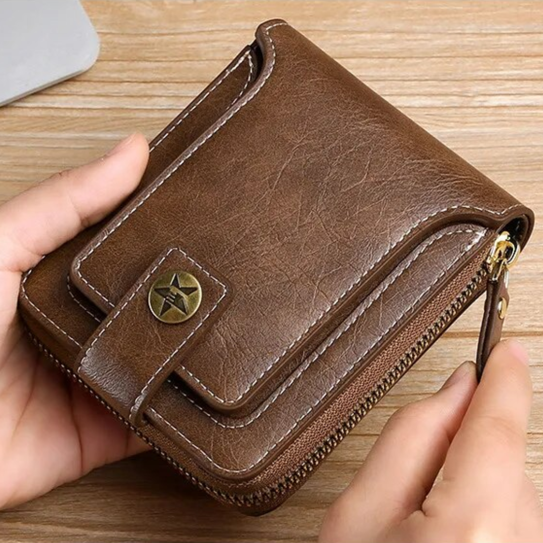 Zip-Around Wallet PU Leather Card Slots & Coin Pocket