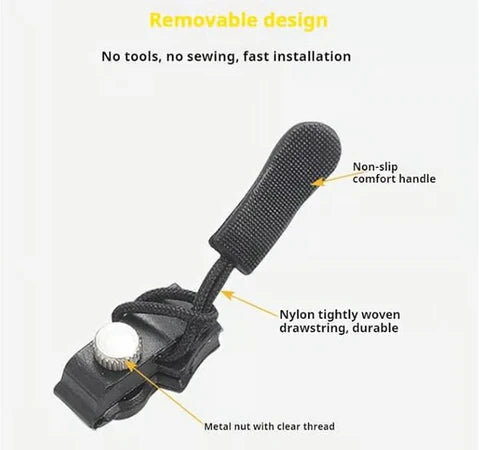 Zipper Pulls Tool-Free Clamp-On Nylon Loop Set of 6