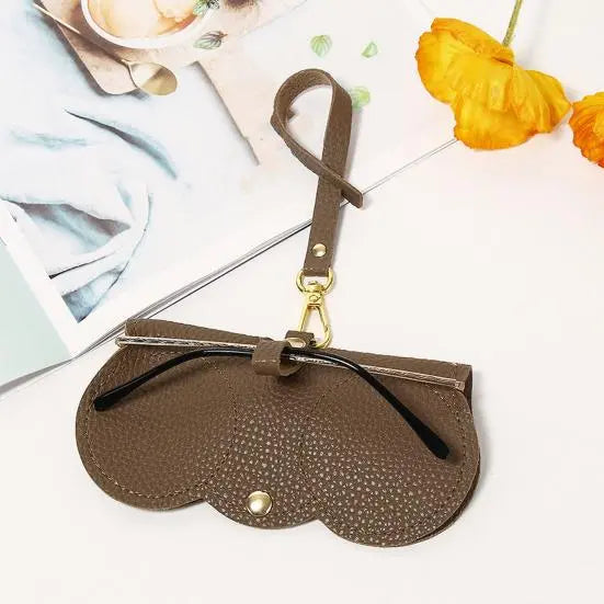 Glasses Case Faux Leather Compact Soft Lining Snap Closure