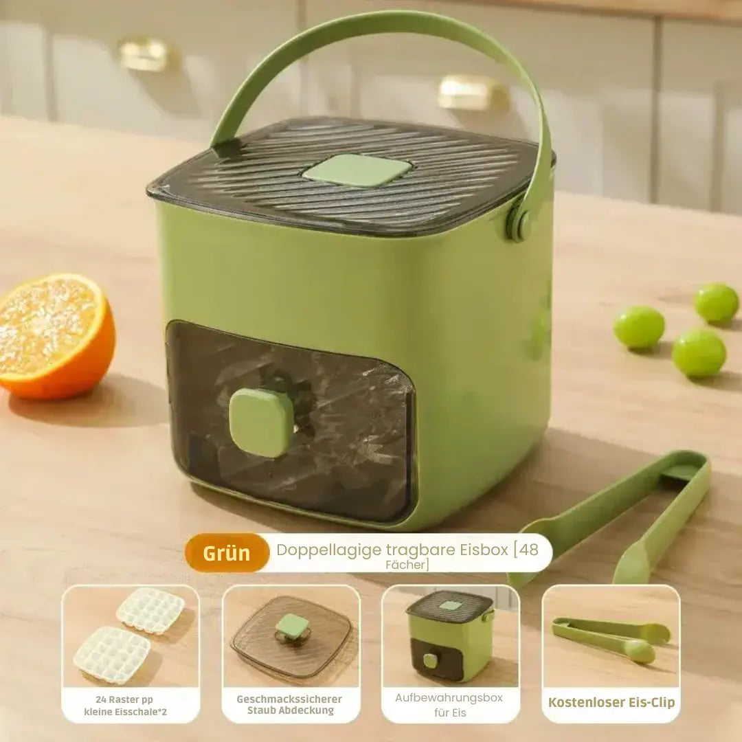 Ice Cube Tray Push-Button Release 48-Cube Dustproof Storage