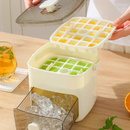 Ice Cube Tray Push-Button Release 48-Cube Dustproof Storage