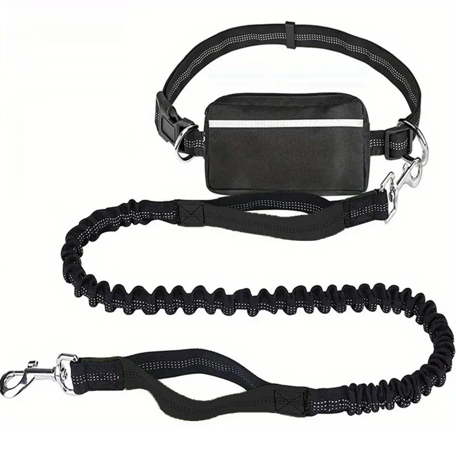 Hands-Free Dog Leash Shock-Absorbing Bungee & Zipper Pocket