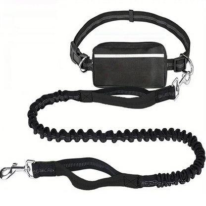 Hands-Free Dog Leash Shock-Absorbing Bungee & Zipper Pocket