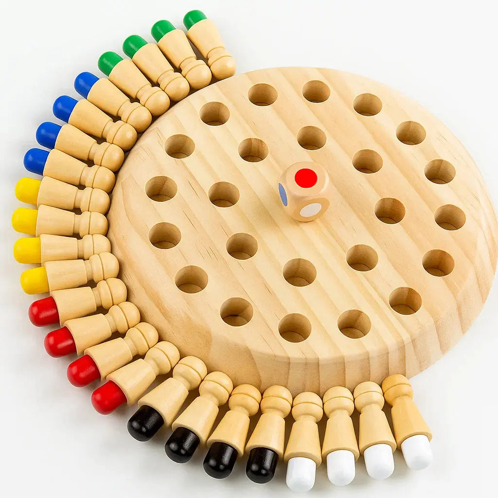 Kids Memory Game Handcrafted Wooden Non-Toxic Paint