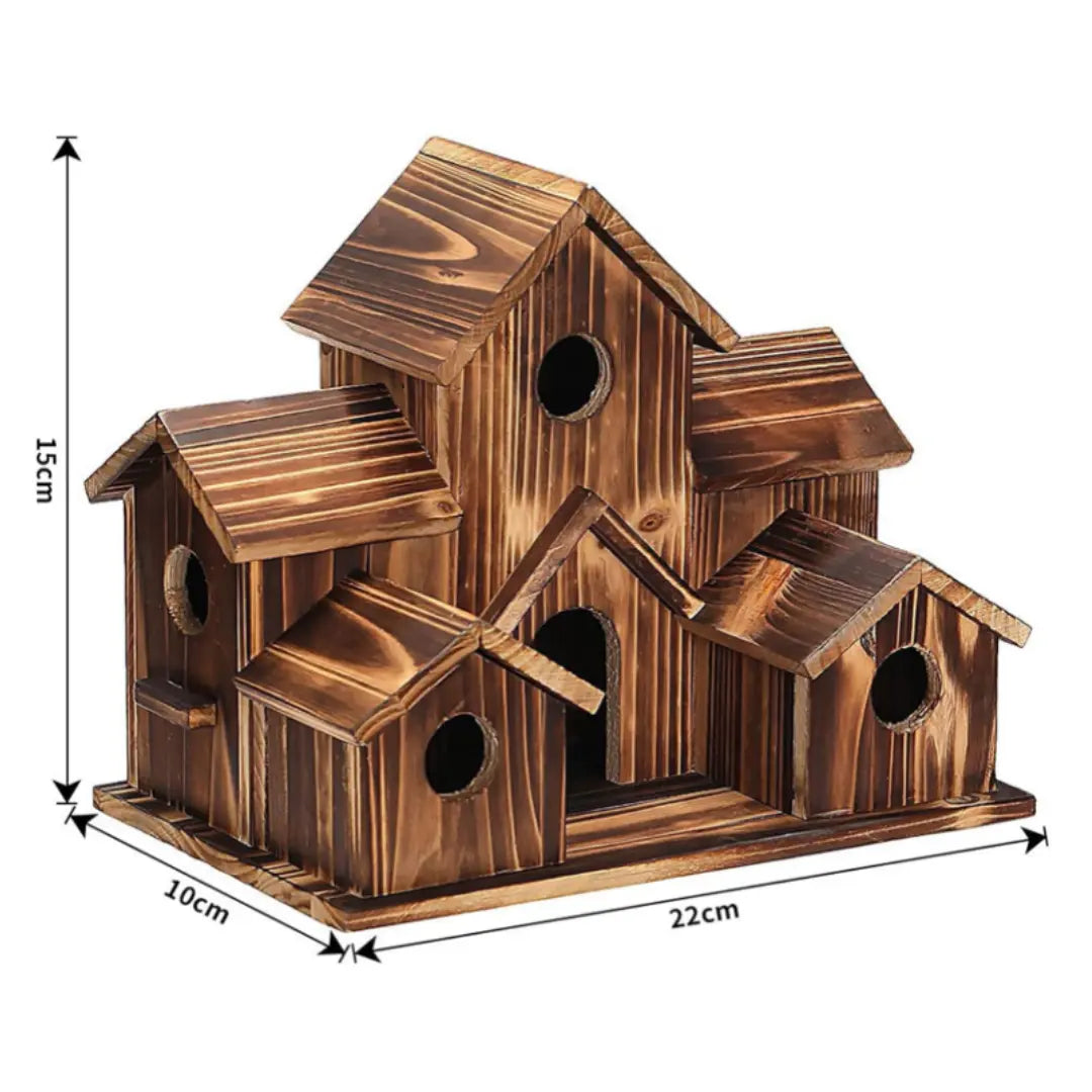 Hanging Birdhouse Multi-Compartment Wood & Weather-Resistant