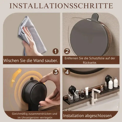 Sink Shelf Walnut Wood Suction-Mount Drain Slots