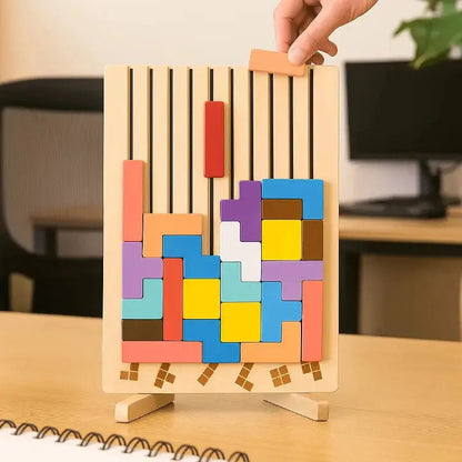 Puzzle Board Wooden Upright Stand 10 Pattern Cards
