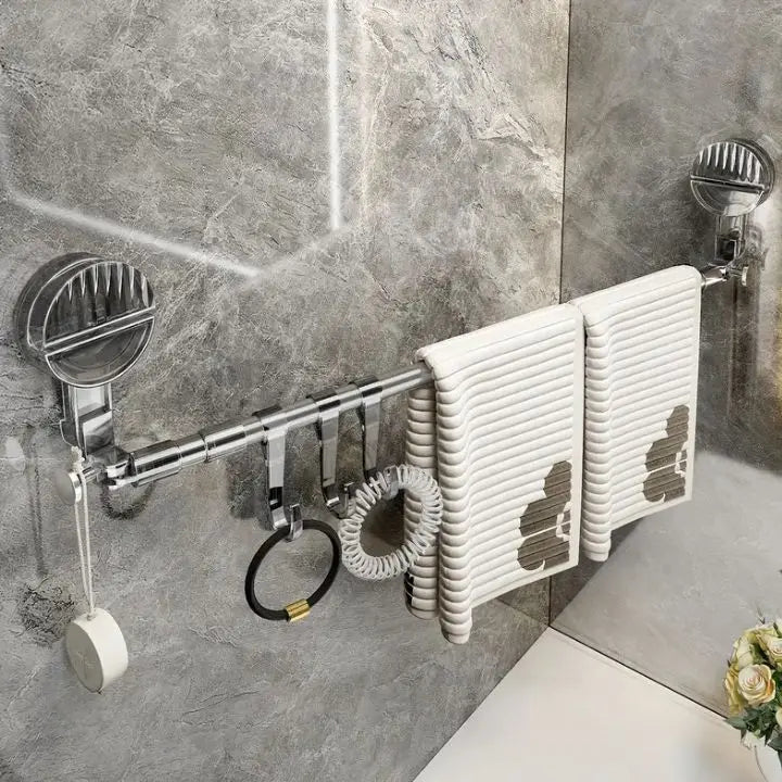 Towel Rack Telescopic Suction Cups & Stainless Steel