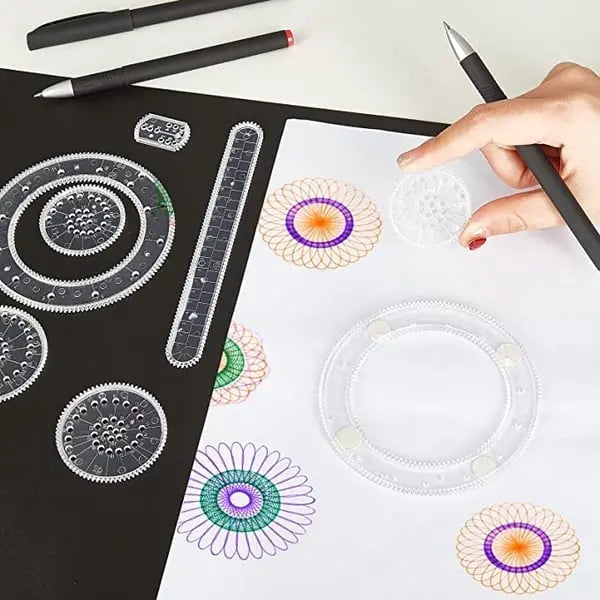 Spiral Ruler Set 22 Pieces Transparent ABS Plastic