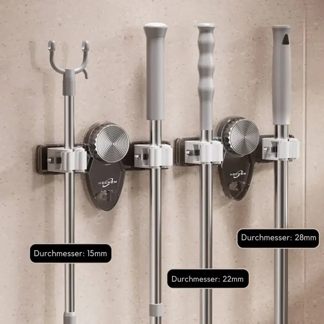 Broom & Mop Holder Self-Adhesive Suction Automatic Clamp