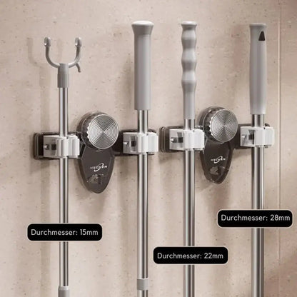 Broom & Mop Holder Self-Adhesive Suction Automatic Clamp