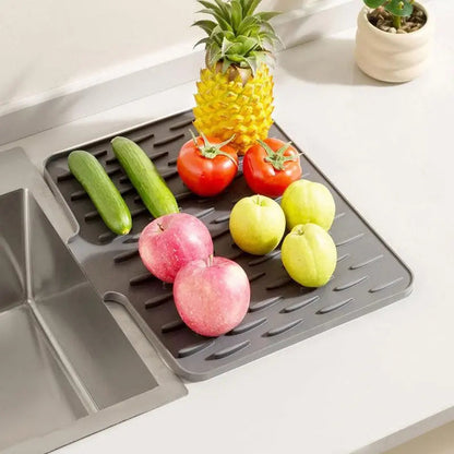 Dish Drying Mat Sloped Drain Heat-Resistant Silicone