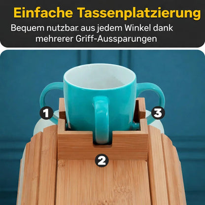 Sofa Armrest Tray Bamboo Non-Slip Clip & Cup Slot