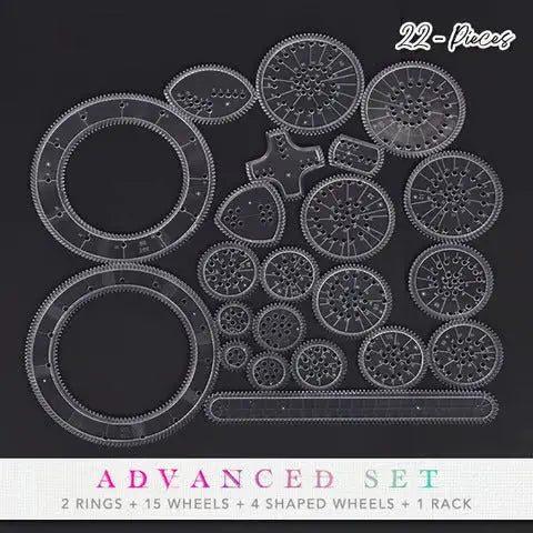 Spiral Ruler Set 22 Pieces Transparent ABS Plastic