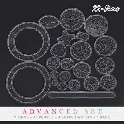 Spiral Ruler Set 22 Pieces Transparent ABS Plastic
