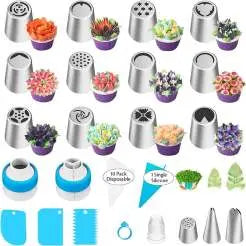 Cake Piping Tip Set Floral Nozzles Stainless Steel