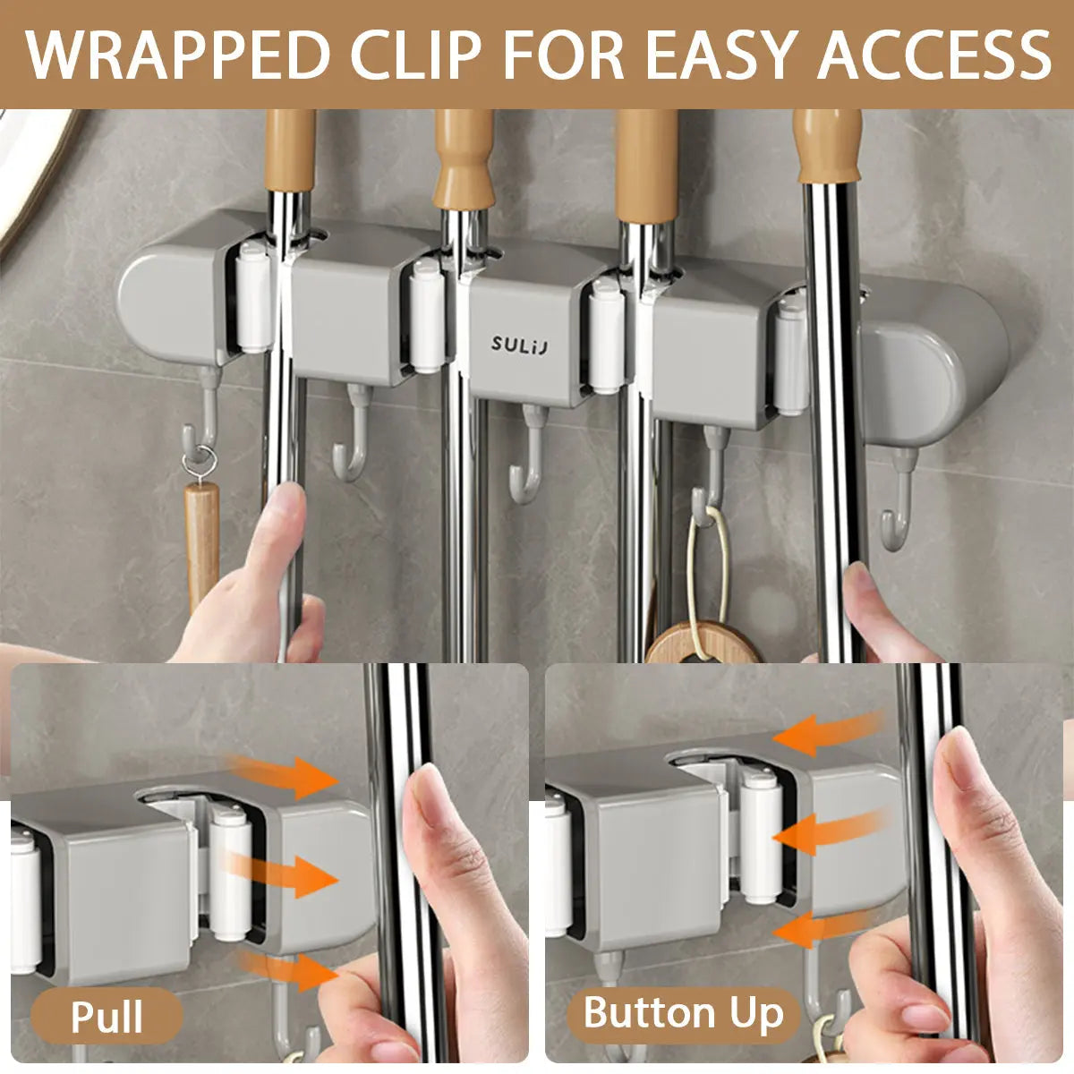 Wall Mount Tool Organizer Stainless Steel Holds Four
